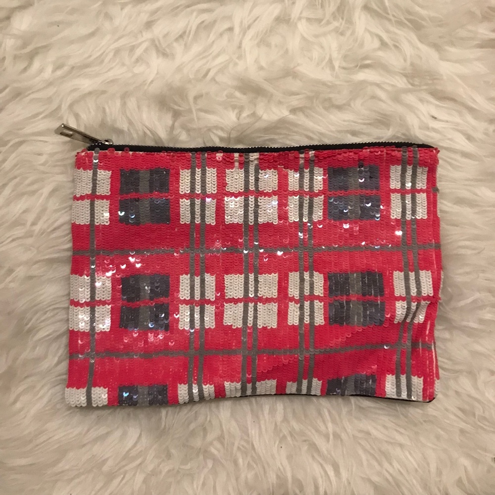 Pink and Grey Sequin Clutch